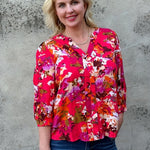 Floral V Neck Top - Annie Jack TX