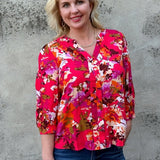 Floral V Neck Top - Annie Jack TX