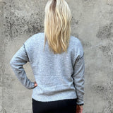 Blanket Stitch Notched Pullover Sweater - Annie Jack TX