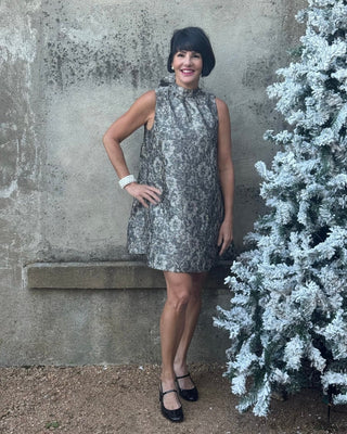 Jacquard Pattern High Neckline Dress - Annie Jack TX