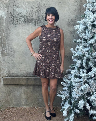 Leopard Print Pleated Mini Dress - Annie Jack TX