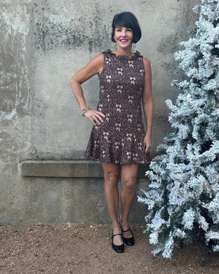 Leopard Print Pleated Mini Dress - Annie Jack TX