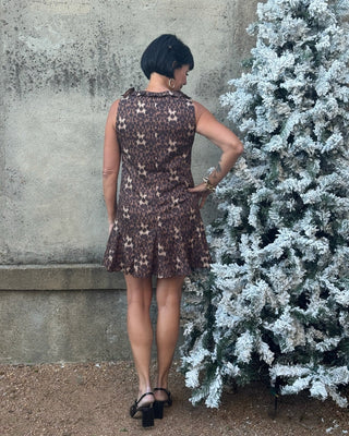 Leopard Print Pleated Mini Dress - Annie Jack TX