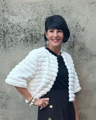 1/2 Sleeve Faux Fur Crop Jacket - Annie Jack TX