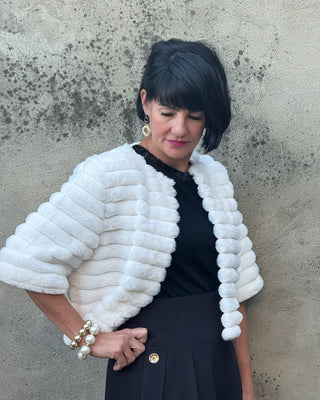 1/2 Sleeve Faux Fur Crop Jacket - Annie Jack TX