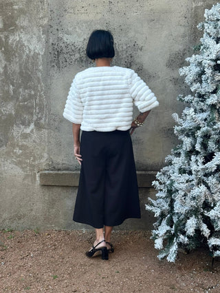 1/2 Sleeve Faux Fur Crop Jacket - Annie Jack TX