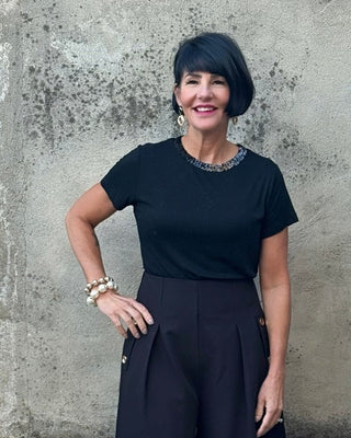 Tee with Sparkle Collar - Annie Jack TX