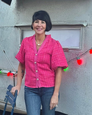 Tweed Button Down Top - Annie Jack TX