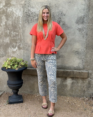Kelsey High Rise Ankle Flare-Animal Print - Annie Jack TX
