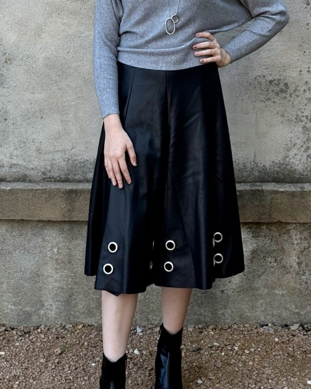 Midi Skirt with Grommets - Annie Jack TX