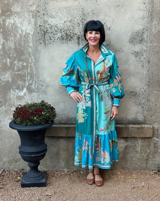 Vintage Print Lantern Sleeve Dress - Annie Jack TX