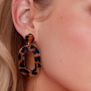 Leopard Oval Drop Earring - Annie Jack TX