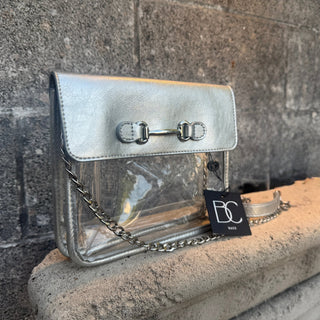 The Classic Game Day Clear Bag - Silver Crossbody - Annie Jack TX