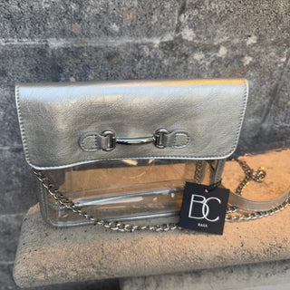 The Classic Game Day Clear Bag - Silver Crossbody - Annie Jack TX