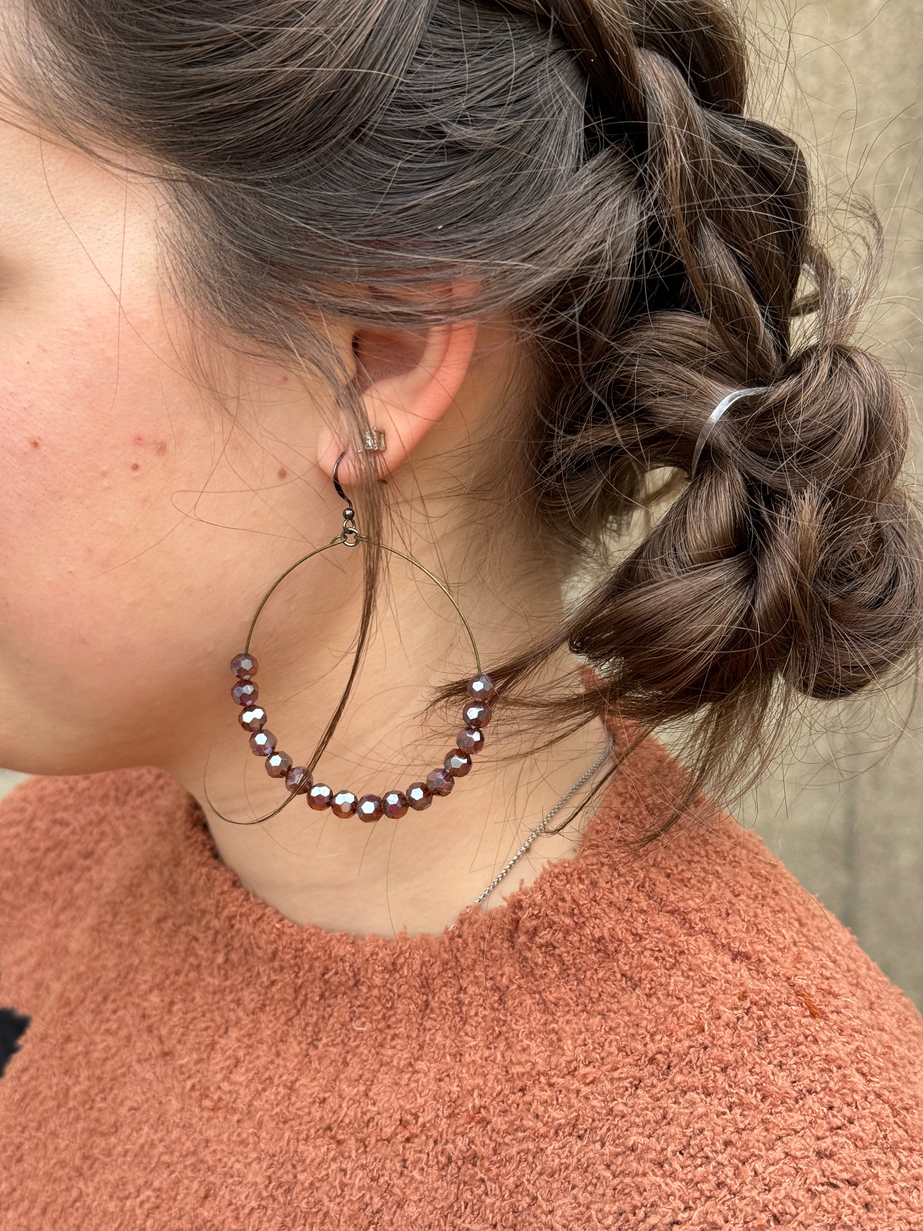 Iridescent Bead Circle Earrings - Annie Jack TX