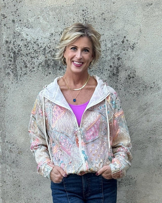 Hooded Sequin Zip Up Hoodie - Annie Jack TX