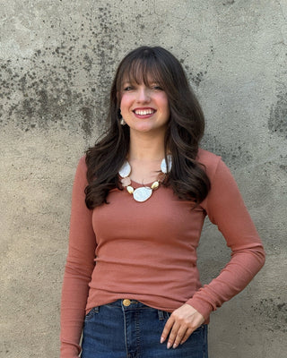 Long Sleeve V Neck Fitted Top - Annie Jack TX