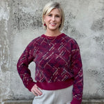 Hatch Pattern Crew Neck Sweater - Annie Jack TX