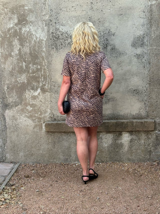 Zebra Print Faux Suede Shift Dress - Annie Jack TX