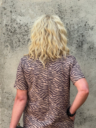 Zebra Print Faux Suede Shift Dress - Annie Jack TX