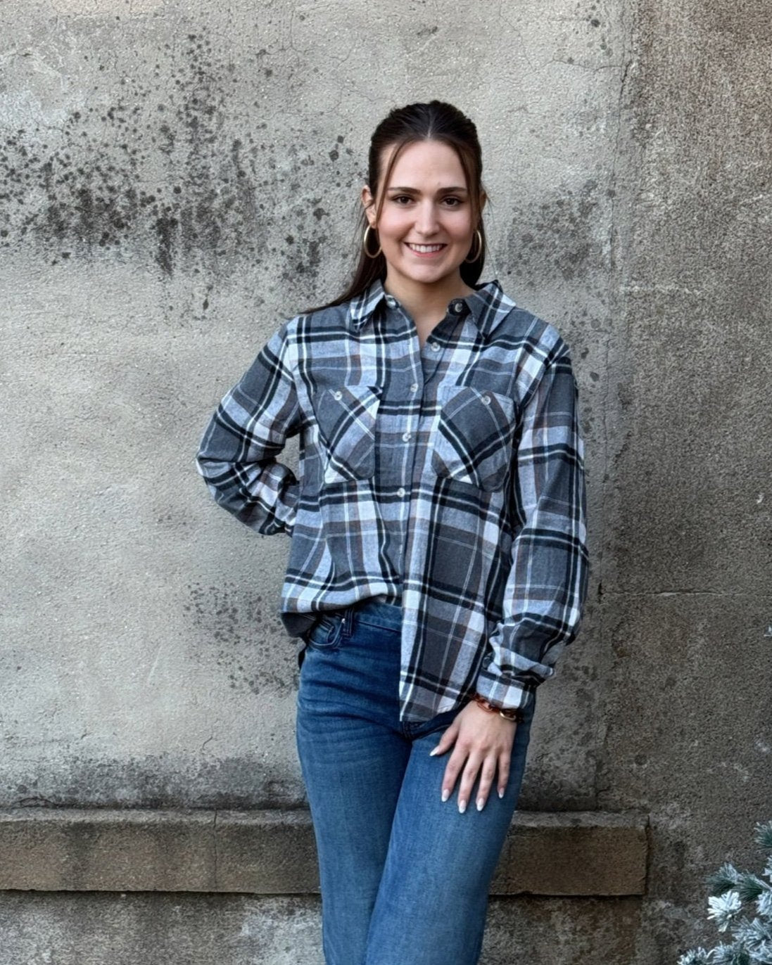 Plaid Button Down Top - Annie Jack TX