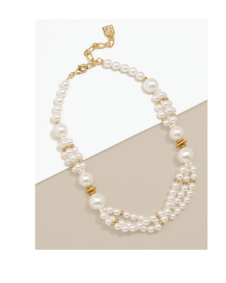Pearl & Gold Spacer Collar Necklace - Annie Jack TX