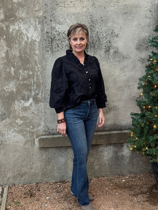 Embroidered Button Down Top - Annie Jack TX