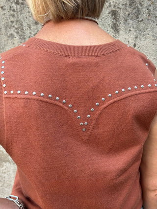 Copper Studded Scoop Neck Sweater Vest - Annie Jack TX