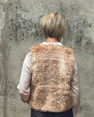 Faux Fur Fawn Print Vest - Annie Jack TX