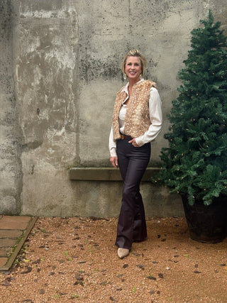 Faux Fur Fawn Print Vest - Annie Jack TX