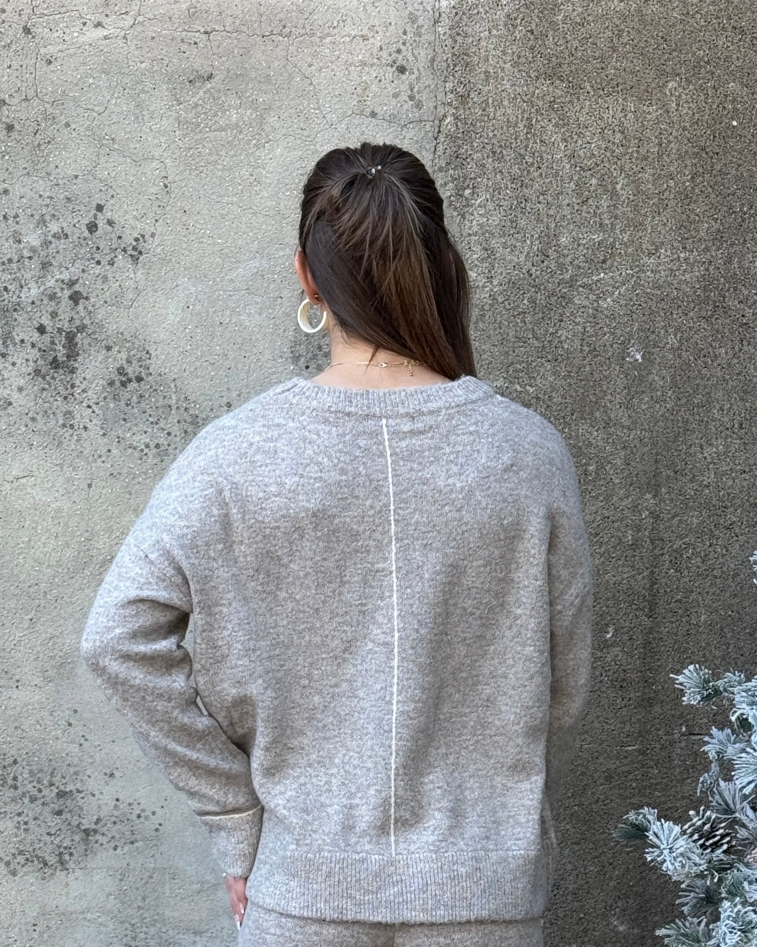 Crew Neck Line Detail Sweater - Annie Jack TX