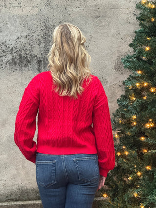 Open Front Cable Sweater W/ Bows - Annie Jack TX