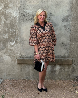 Geometric Leaf Print Dress