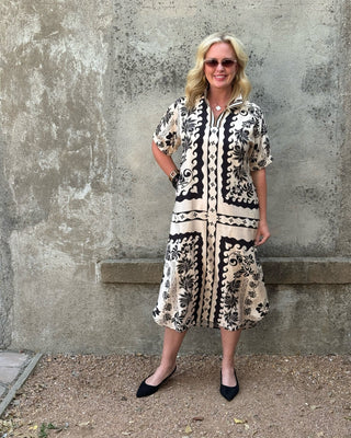 Short Sleeve Leaf Print Dress - Annie Jack TX