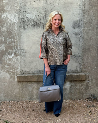 Animal Print Collared Top - Annie Jack TX