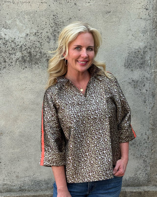 Animal Print Collared Top - Annie Jack TX