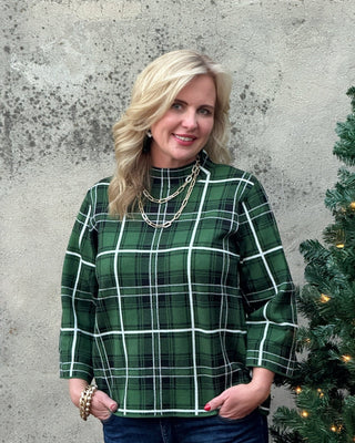 Plaid Mock Turtle Neck - Annie Jack TX