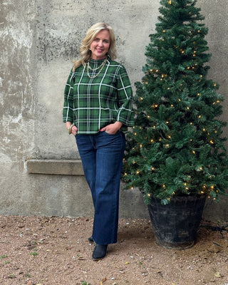 Plaid Mock Turtle Neck - Annie Jack TX