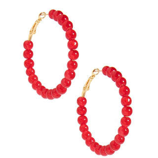 Glossy Glass Bead Hoop Earring - Annie Jack TX