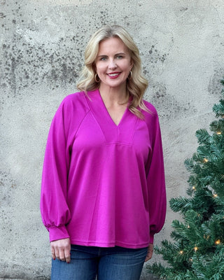 Vibrant V Neck Plakard Lounge Top - Annie Jack TX