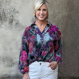 Velvet Flower Print Top