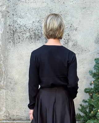 Black Long Sleeve Top W/ Glam Collar - Annie Jack TX