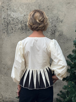 Balloon Sleeve Top with Front Ties - Annie Jack TX