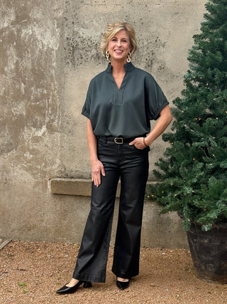 Split Neck 3/4 Sleeve Top - Annie Jack TX