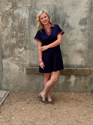 Prep-Chic Navy Knit Dress - Annie Jack TX