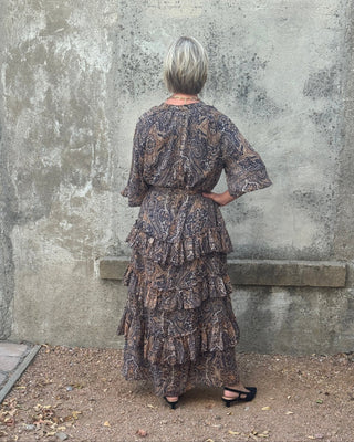 Paisley Print Chiffon Tiered Maxi Dress - Annie Jack TX