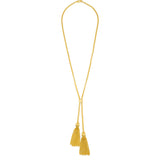 Double Fringe Lariat Long Necklace