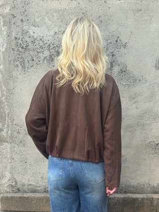Classic Suede Zippered Bomber Style Jacket - Annie Jack TX