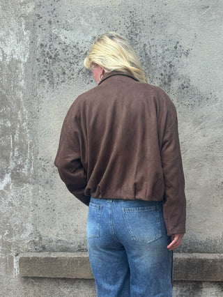 Classic Suede Zippered Bomber Style Jacket - Annie Jack TX