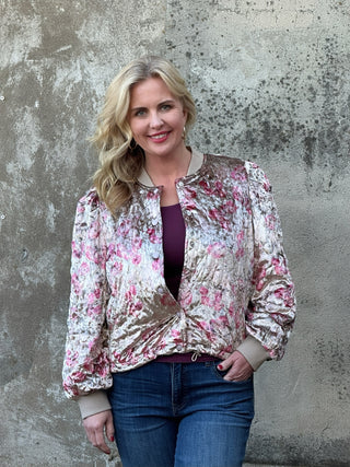 Quilted Floral Bomber Jacket - Annie Jack TX